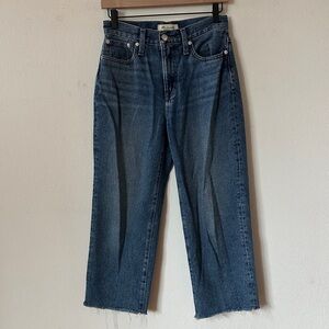 MADEWELL 100% Cotton Baggy Straight Cropped Blue Denim Jeans